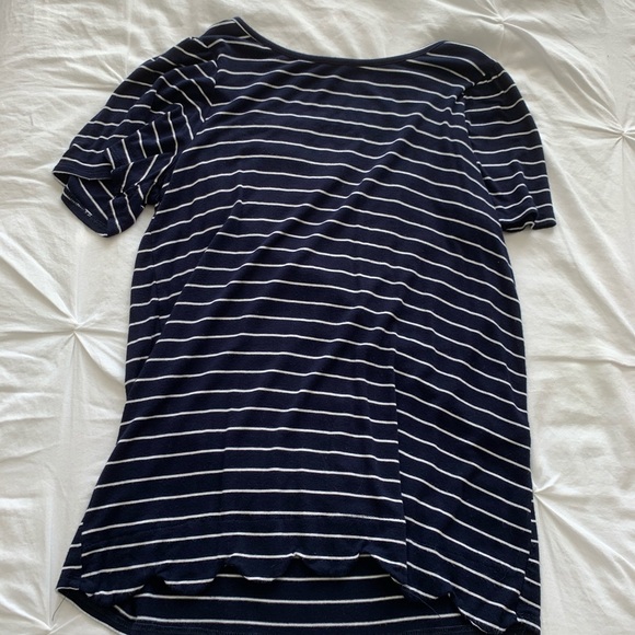 small navy blue and white striped short sleeve - Picture 2 of 4